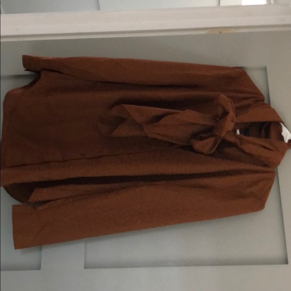 Leopard Jacquard Tie Neck Blouse